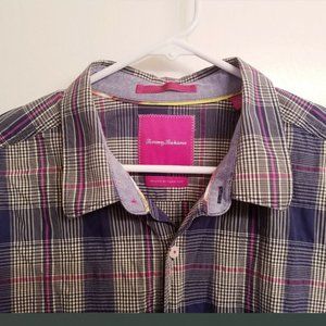 Tommy Bahama Mens Button Down Shirt Navy Yellow XL